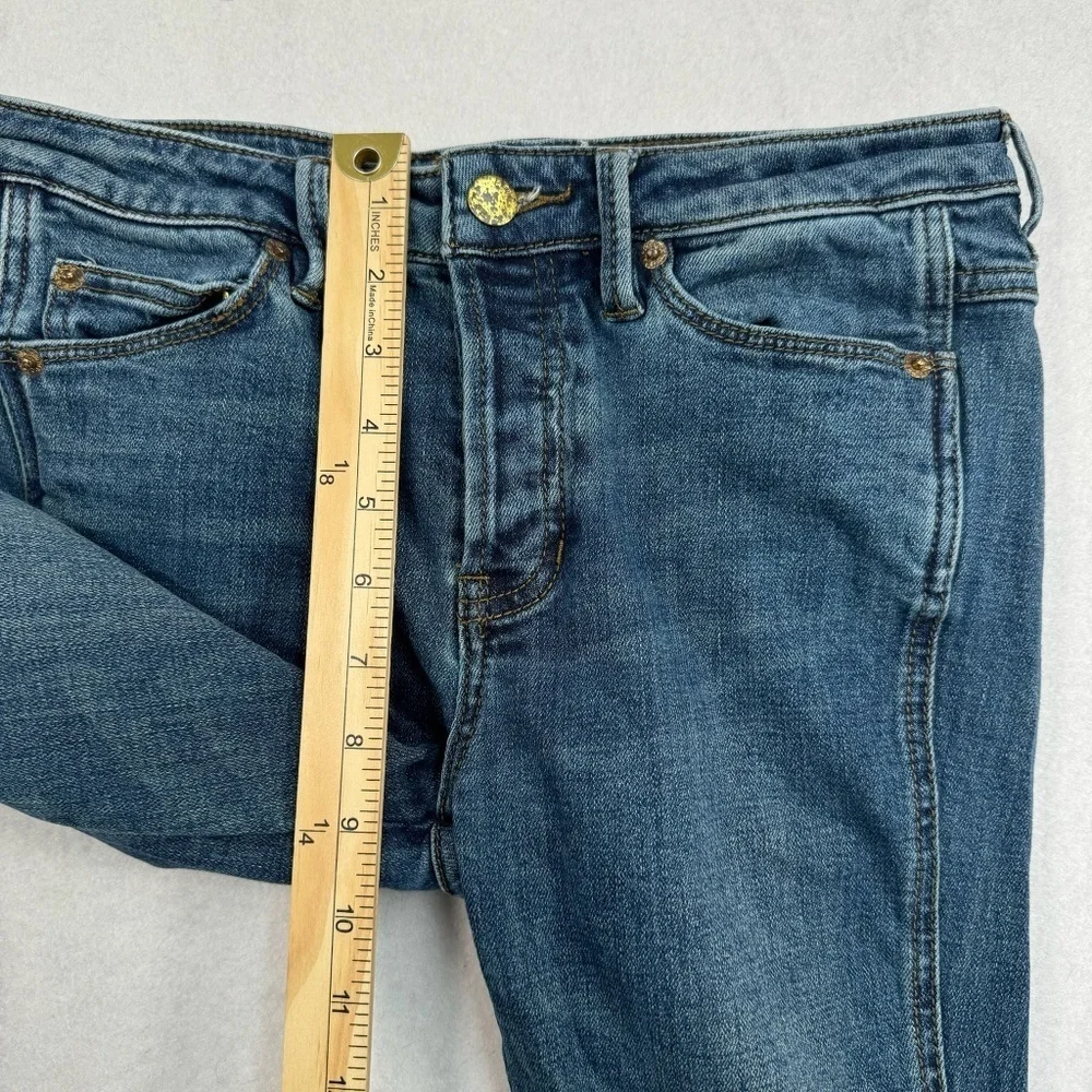 Free People Button Fly Skinny Jeans Womens Size 25 Medium Blue Mid Rise